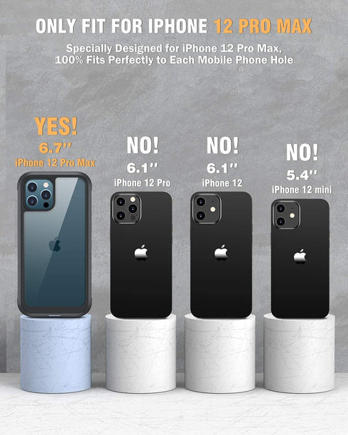 Miracase Designed for iPhone 12 Pro Max Case, Full Body Rugged Case with Built-in Touch Sensitive Anti-Scratch Screen Protector, Soft TPU Case Com...