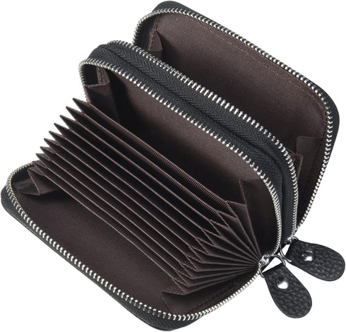 Women's RFID Blocking Leather Zipper Card Wallet Small Purse Credit Card Case Holder for Mother Day Gift (Black)...
