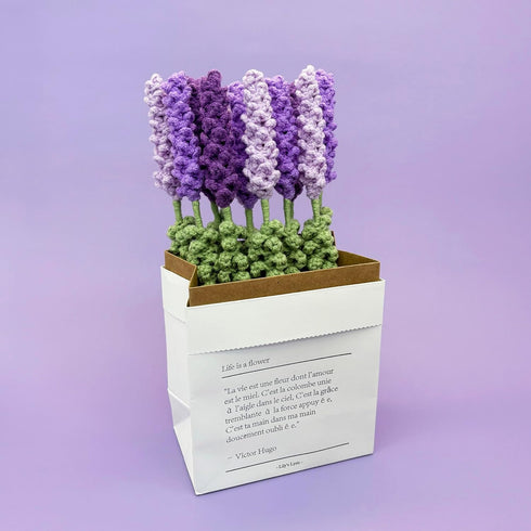 Lily's Lyric Flower Crochet Kit | Lavender Flower with Paper Bag| Step-by-Step Video Tutorial for Adults Teenagers | Craft Gift Idea DIY Home Deco...