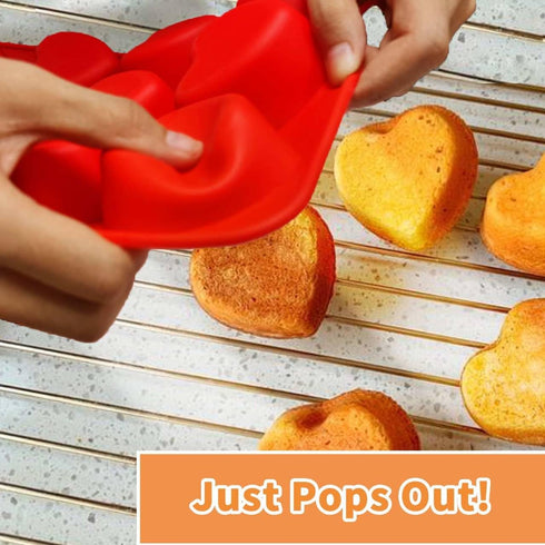 SILIVO Silicone Heart Shaped Muffin Pan (2 Pack) - Mini Heart Shaped Silicone Molds for Baking, Nonstick Heart Shaped Cupcake Pan for Brownies, Ta...