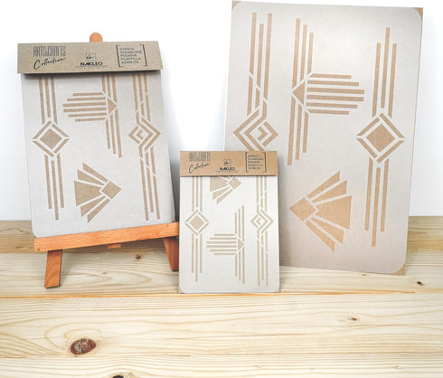 NAKLEO DIY Reusable Plastic Stencil - Art Deco Frames Borders 2 - Art Craft Wall Painting Pattern Template Scrapbooking Decoupage - Fabric Furnitu...