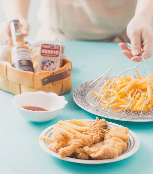 WAFJAMF Deep Fry Basket - 304 Stainless Steel - Multi-Function Foldable Chef Cooking Strainer, Flexible Kitchen Tool for Fried Food, Washing Fruit...