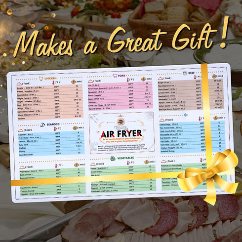 Air Fryer Magnetic Cheat Sheet Cookbook Cooker Accessories Magnet Cooking Times Chart Quick Reference Guide for 66 Common Prep Functions...