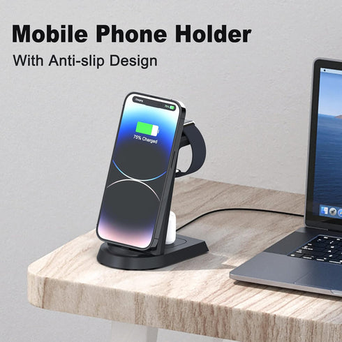 Charging Station for Apple Multiple Devices,3 in 1 Fast Charging Station Stand for iPhone 14/13/12/11/Pro/Max/Plus,for Airpods,Fast Wireless Charg...