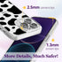 Compatible for iPhone 14 Pro Case Cute Aesthetic - Glitter Clear Phone Case with Camera Protector - Milk Cow Print Cover with Wrist Strap Design f...