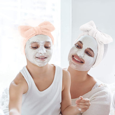 Spa Headband and Wristband Set 3PCS Skincare Headbands Wrist Bands Face White Wash Headband Soft Makeup Elastic Facial Makeup Headbands Cute Bow H...