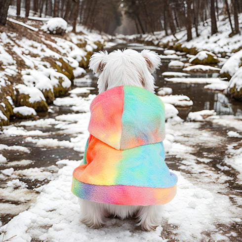 Tie Dye Dog Hoodie Dog Cold Weather Coats Soft Fleece Puppy Sweatshirts Dog Warm Jacket Pet Dog Clothes Winter Dog Outfits for Small Puppy Cat Pet...