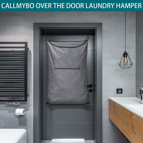 Hanging Laundry Hamper,Door Hanging Hamper with Width Opening, Over the Door Laundry bag with hooks, Laundry Collector and Over Door Storage Bag (...