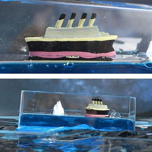 Unsinkable Titanic Simulator Toy Wavey Boat in a Box Liquid Wave Cruise Fluid Ship Decoration Ornament for Car Decoration Paperweight Desk Toy Gif...