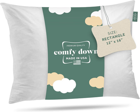 ComfyDown Decorative Throw Pillow Insert, Down and Feather Fill, 100% Cotton Cover, 233 Thread Count - Made in USA (12 X 16)...