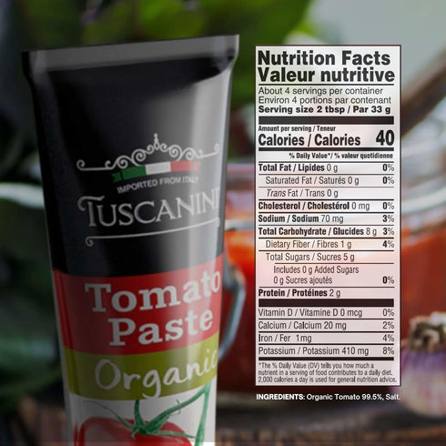 Tuscanini Organic Italian Tomato Paste Tube 4.6oz | Double Concentrated, 100% Italian Tomatoes, All Natural, NON-GMO, Kosher...