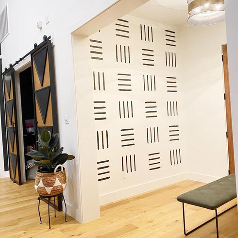 Mudcloth Stripe Boho Stencils for Painting On Wall Large Modern Minimalist Pattern Paint Templates for Wood Brick Floor Tile Furniture Canvas Pape...