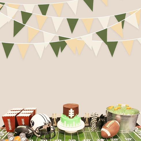 32Ft Sage Green Party Decorations Olive Green Tan Brown Cream Neutral Triangle Flag Fabric Banner Pennant Bunting Garland Streamers for Birthday W...