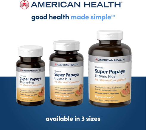American Health Super Papaya Enzyme Plus, 90 Count...