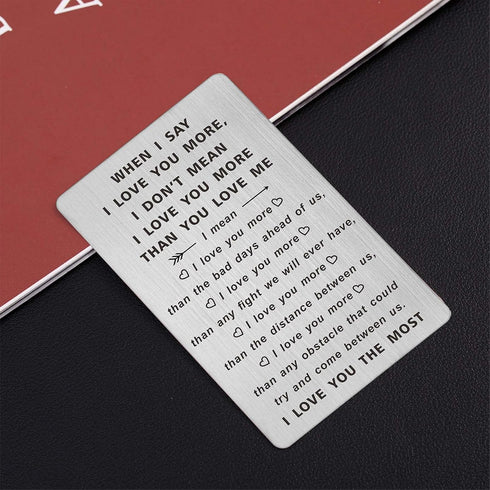 TANWIH When I Say I Love You More Wallet Card, I Love You Gifts for Him Her, Anniversary Cards Gift for Men Husband Women, Long Distance Presents ...