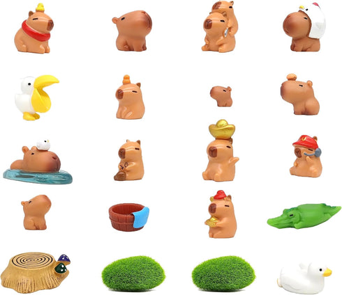 20 pcs Mini Capybara Figurines, Resin Tiny Capybara Figures Animals for Miniature Garden Cake Topper Decorations...