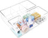 Stackable Clear Drawer Organizers Small Makeup Vanity Storage Bins Trays and Office Desk Drawer Dividers Triple Compartments 2 Pack...