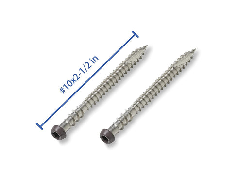 Composite Decking Stainless Steel Wood Screw, 10x2-1/2",Star Drive,Torx 20, Type 17 Slot Point,Wood Screw,1 Free Bit Included (#10x2-1/2", Dark Br...