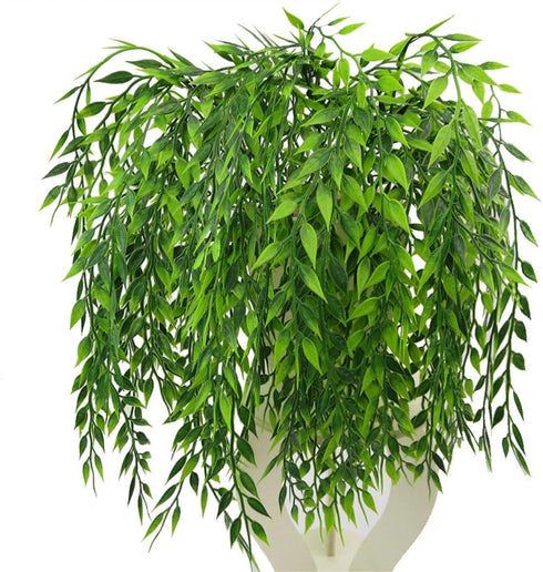 CATTREE Artificial Weeping Willow, Plastic Plants Greenery Leaves Fake Hanging Vine Faux Ivy Garland UV Resistant for Indoor Outdoor Garden Basket...