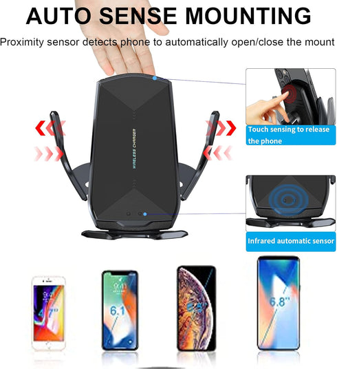 Wireless Car Charger,Qi 15W Fast Charging Automatic Clamping Car Phone Holder Mount, Air Vent Car Phone Holder for iPhone 13/13 Pro/12 Pro Max/12 ...