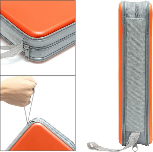 CD Case Holder, 80 Capacity CD/DVD Case Holders Wallet Hard Plastic CD DVD Disc Cases Storage Binder for Car Home Office Travel (Orange)...