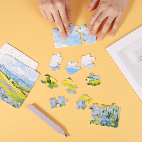 10 Sheets Blank Puzzles for Kids, 3.9 x 3.9 Inch Blank Puzzles 12 Piece Blank Jigsaw Puzzle All White Puzzles for Kids Birthday Games Activity Par...