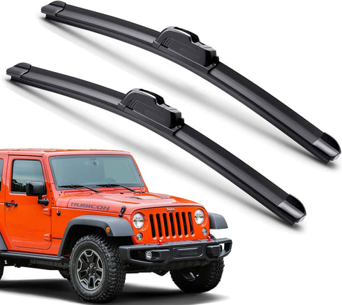 Premium U/J Hook 15"+15" Windshield Wiper Blades for 2007-2018 Jeep Wrangler JK Original Equipment Replacement Jeep Wrangler Accessories (Pack of ...