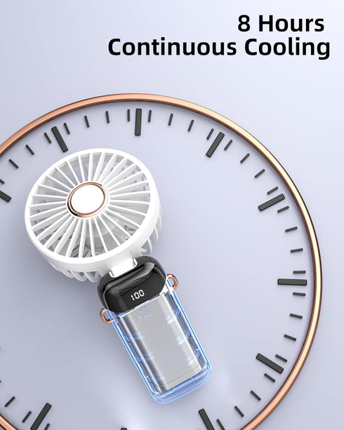 Koonie Portable Handheld Fan, Battery Operated Fan with Base, 8 Hours, Digital Display, 5 Speeds, 90° Ajustable, Rechargeable Mini Fan for Outdoor...