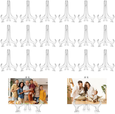 18pcs Small Plate Stands for Display, 3 inch Plate Stands for Display, Frame Stands Picture Stands for Display, Acrylic Easel Display Stand Clear ...