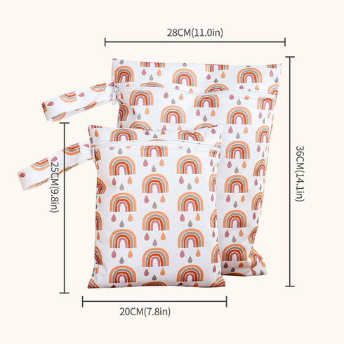 2Pcs Wet Bags, Waterproof Diaper Wet Bag Reusable Wet Dry Bags for Pump Parts Baby Wet Bag with Zippered Pockets&Handle, Beach, Travel, Pool, Gym ...