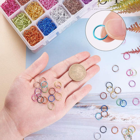 PH PandaHall 15 Color 10mm Open Jump Rings, 1950pcs Aluminum Jump Rings for Choker Necklaces Bracelet Chain Maille Chainmail Jewelry Making...