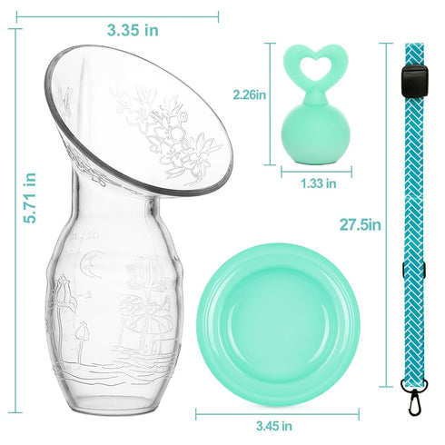 Bumblebee Manual Breast Pump with Breastfeeding Milk Saver Stopper& Lid in Gift Box Food Grade Silicone BPA PVC and Phthalate Free 3.04oz/90ml...