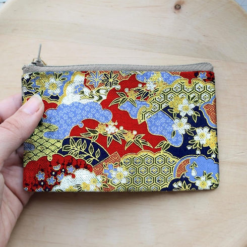 Japanese Fabric,Asian Fabric Squares 6 PCS,6 Different Black Japanese Wrapping Cloth Fish Floral Red Crowned Crane Patterned Fabric Bundles 19.6 x...