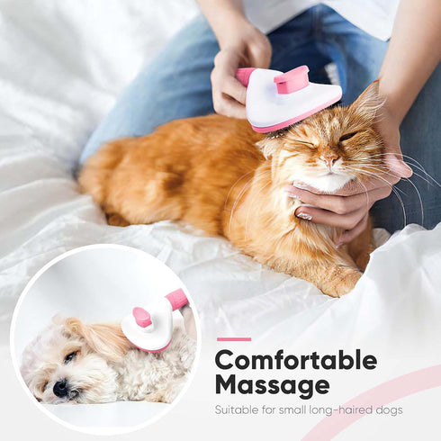 Cat Brush Self Cleaning Slicker Brush with Release Button, Dog Shedding Brush for Grooming, Cat Comb Pet Massage Tool Suitable for Long or Short P...