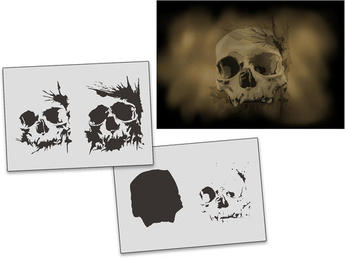 UMR-Design AS-312 Skull Airbrushstencil Step by Step Size M...
