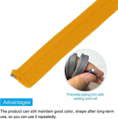 MECCANIXITY Piping Cord Trim 65 Yards 1/2 Inch Piping Tape for Sewing DIY Crafting Fabric Edge Trim Yellow...