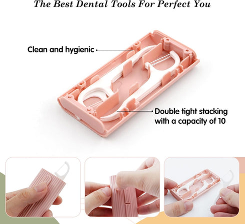 Palm size Refillable Dental Floss Picks 2 Case,Travel Toothpicks Purses,No Shred Toothpicks Sticks,Ultra Small Dental Care Tools(Pink,2Pcs)...