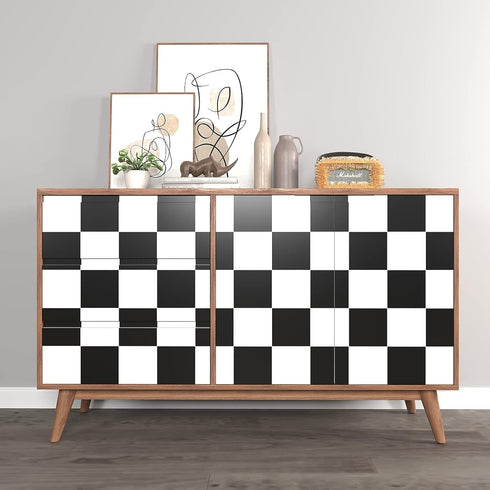VaryPaper 15.7''x78.7'' Thick Checkered Countertop Contact Paper Waterproof Checkered Wallpaper Peel and Stick Black and White Wallpaper for Bathr...