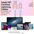 LAX Gadgets USB A to Lightning Cable - Glitter Apple MFI Certified Lightning Cable for iPhone, iPad, iPod - Durable Nylon Braided Fast Charging Ca...