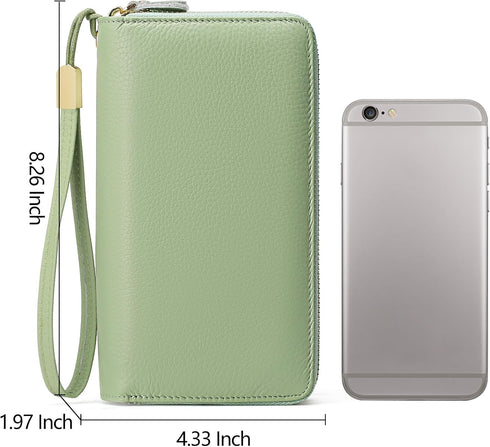SENDEFN Leather Women Wallet RFID Blocking Zipper Around Phone Holder Clutch Wristlet Large Capacity...