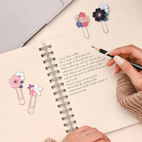 7 Pack Sakura Style Paperclips for Bookmarks, Cute Cherry Blossom Paper Clips for Office School File Planner Covers Supplies...