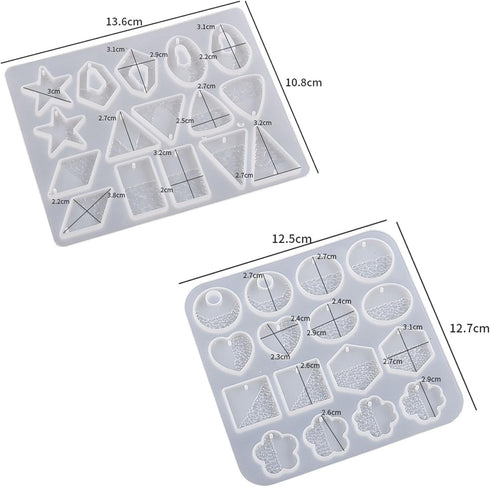Attuslla 2 PCS Resin Earring Molds Pendant Resin Molds Silicone Jewelry Silicone Resin Molds Making Kits with Ear Hooks, Jump Rings for DIY Earrin...