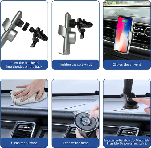 15W Fast Car Mount Charger, Charging Wireless Car Charger Phone Mount Phone Stand, Car Charger for iPhone 15 14 13 12 11 Pro Max, Samsung etc Wind...