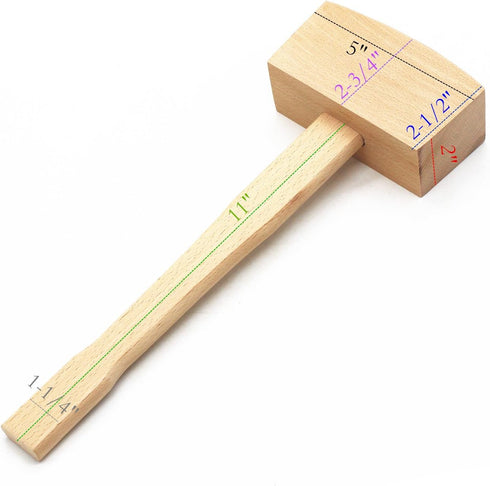 WEICHUAN 5" Unfinished Beech Wood Mallet Ice Hammer Mallet - Solid Beechwood Damage-Free Striking Woodworking Carving Mallet Woodworking Hand Tool...