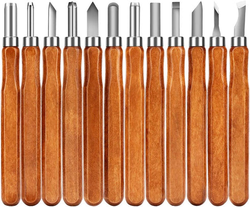 Wood Carving Tools, Adevena 12 Set SK2 Carbon Steel Sculpting Knife Kit for Beginners & Professions...