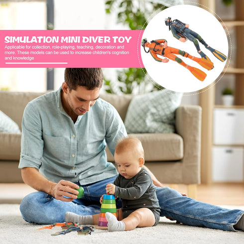 Toyvian 2pcs Mini Diver Figurines Deep Sea Diver Tiny Submarine Figures Fish Tank Realistic Divers Figurines Diver with Hose Scuba Steve Toy Dollh...