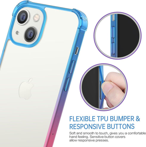 SALAWAT Compatible with iPhone 13 Case, Clear Case Cute Gradient Slim Phone Case Cover Reinforced TPU Bumper Hard PC Back Shockproof Protective Ca...