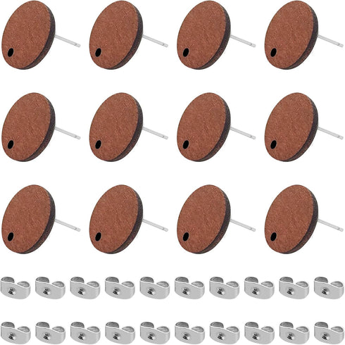 Wood Earring Studs for Jewelry Making,100Pcs Wooden Earrings Findings Flat Round Earring Posts with Loop Wooden Earring Pin Stud Bulk with Butterf...