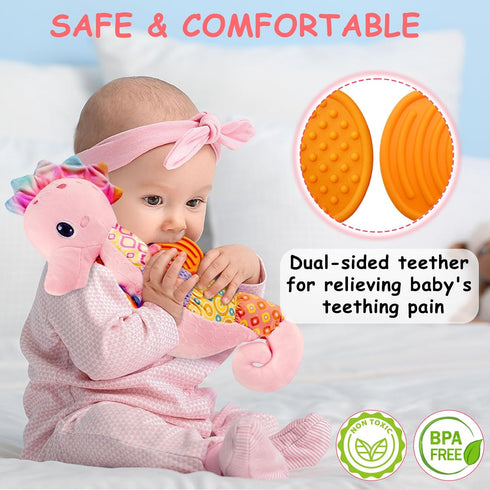 Baby Girl Toys 0-6 Months,Infant Musical Stuffed Animals Soft Toy with Bright Colors,Crinkle Sound Paper, Multi-Textures & Rattles,Baby Newborn To...