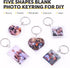 40Pcs Clear Acrylic Blank picture Photo frame keychain Personalized photo insert keychain bulk, Rectangle, Heart-Shaped, Round, Square and Rhombus...